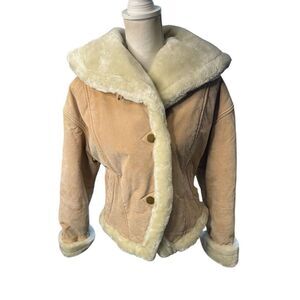 Vintage Y2K  SHEARLING Heavy Leather Penny Lane Sz Med Gorgeous  Boho Retro